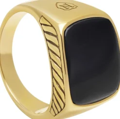 Clearance Gentlemen's Gold Signet Ring with Black Onyx Smykker