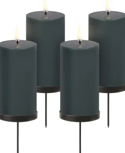 Giftbox w. spike, remote, LED pillar candle, Pine green, Smo-Uyuni