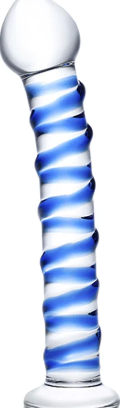 Clearance GLAS - BLUE SPIRAL GLASS DILDO Seksuel Wellness