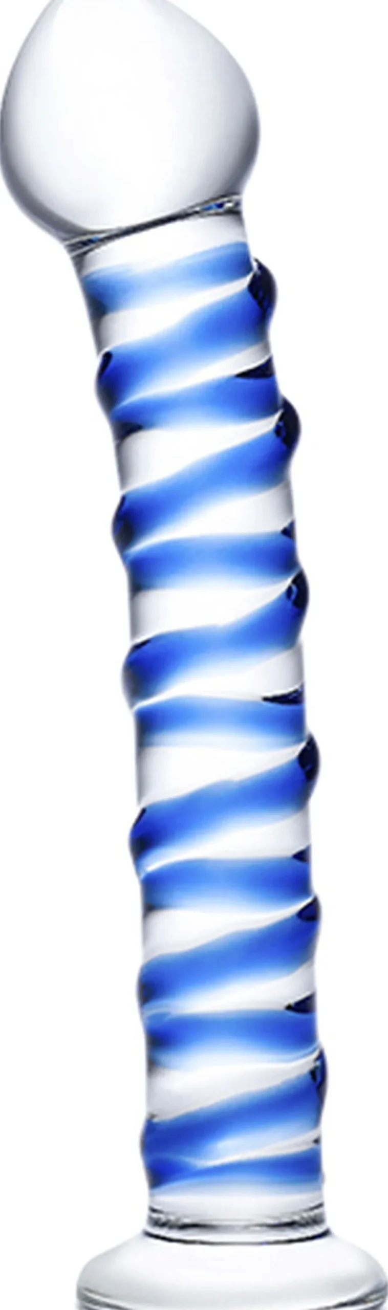 Clearance GLAS - BLUE SPIRAL GLASS DILDO Seksuel Wellness