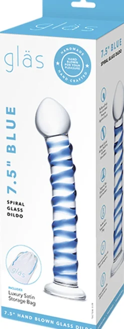 Clearance GLAS - BLUE SPIRAL GLASS DILDO Seksuel Wellness