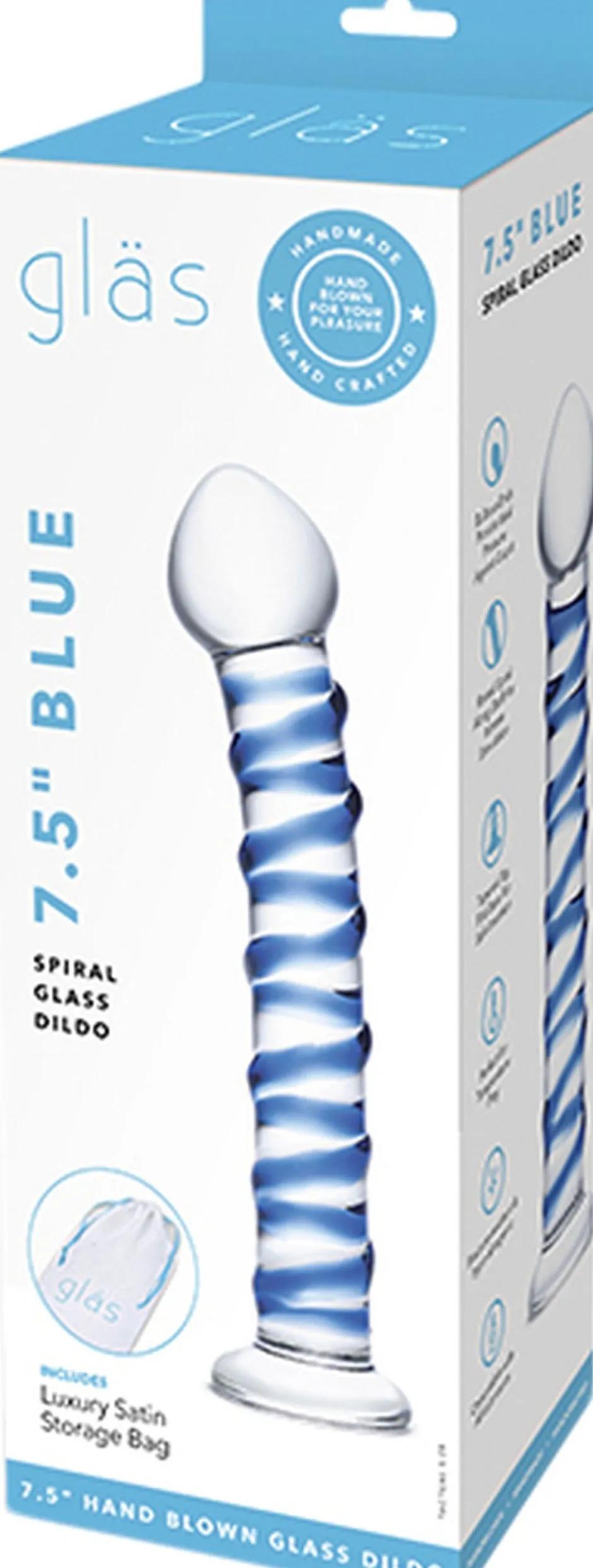 Clearance GLAS - BLUE SPIRAL GLASS DILDO Seksuel Wellness