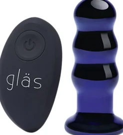 GLAS - RECHARGEABLE REMOTE CONTROLLED VIBRATING BEADED BUTTP-Gläs Clearance