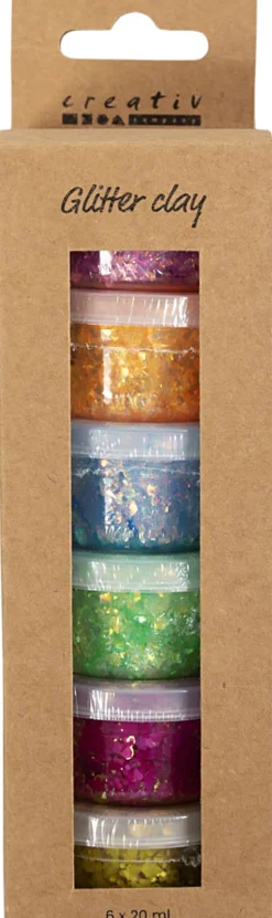 Glitter Clay, 6x20ml.-Creativ Company
