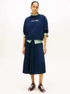 New GOLD BTN SCRIPT TERRY SWTSRT Dame Sweatshirts & Sweatpants