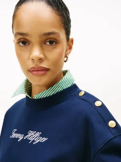 New GOLD BTN SCRIPT TERRY SWTSRT Dame Sweatshirts & Sweatpants