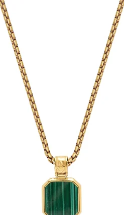 Clearance Necklace with Square Malachite Pendant Smykker