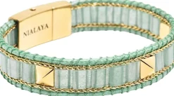 Nialaya Smykker>Aventurine Stud Bracelet