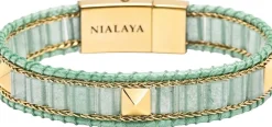 Nialaya Smykker>Aventurine Stud Bracelet