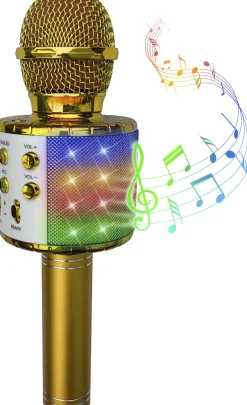 GULD KARAOKEMIKROFONmLYS Børn Interaktivt Legetøj|Rolleleg & Musik