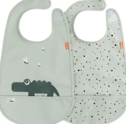 Sale Hagesmæk m/Velcro 2 stk. Croco Grøn Børn Hagesmække