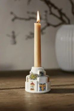 Hot Hammershøi Christmas Gaver lysestage Ø7. 5 cm hvid m. deko Julepynt|Julepynt