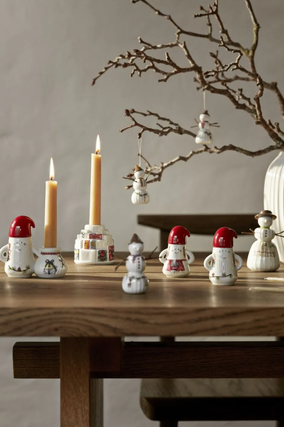 New Hammershøi Christmas Nissefar Ø6 cm hvid m. deko Julepynt|Julepynt