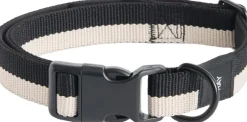 Dogs Collar Flat-M/L-Black, whi-Hay