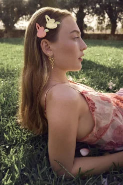 Dame Maanesten Håraccessories>Heart Apple Hairclip, Pear Sorbet