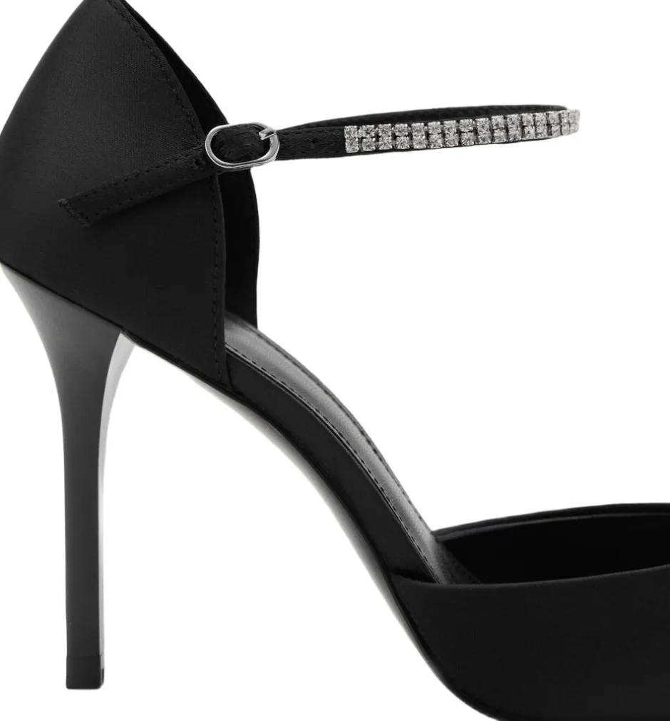 Dame MANGO Snøresko>High heel shoe with rhinestone stra