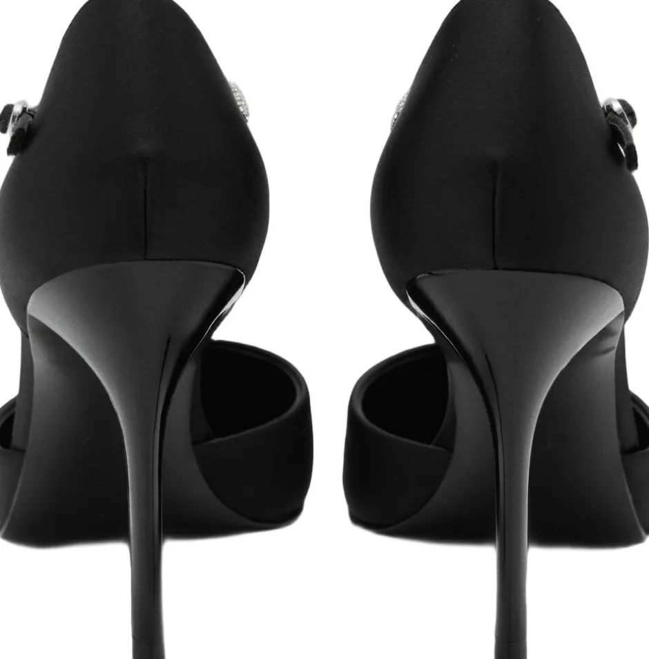 Dame MANGO Snøresko>High heel shoe with rhinestone stra