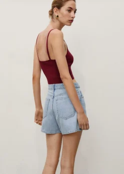 High-waisted straight denim shorts Dame Shorts