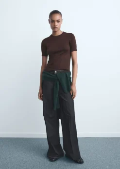 Dame MANGO Bukser>High-waisted wide-leg jeans