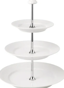 Outlet Hvid Riflet Étagère, 3 Lag Skåle & Fade