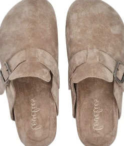 Dame Lovelies Sandaler>KAMAKURA - SILK COW SUEDE MULES WITH BUCKLE
