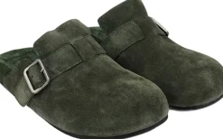 Dame Lovelies Sandaler>KAMAKURA - SILK COW SUEDE MULES WITH BUCKLE