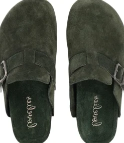 Dame Lovelies Sandaler>KAMAKURA - SILK COW SUEDE MULES WITH BUCKLE