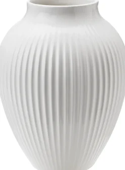Knabstrup Keramik Vaser & Urtepotteskjulere>Knabstrup, vase, riller hvid, 12,5 cm
