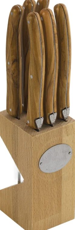 Jean Dubost Bestik>Knive oliventræ, 6stk Laguiole