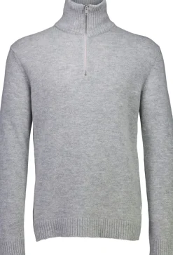 Lindbergh Strik>Lambswool half zip knit