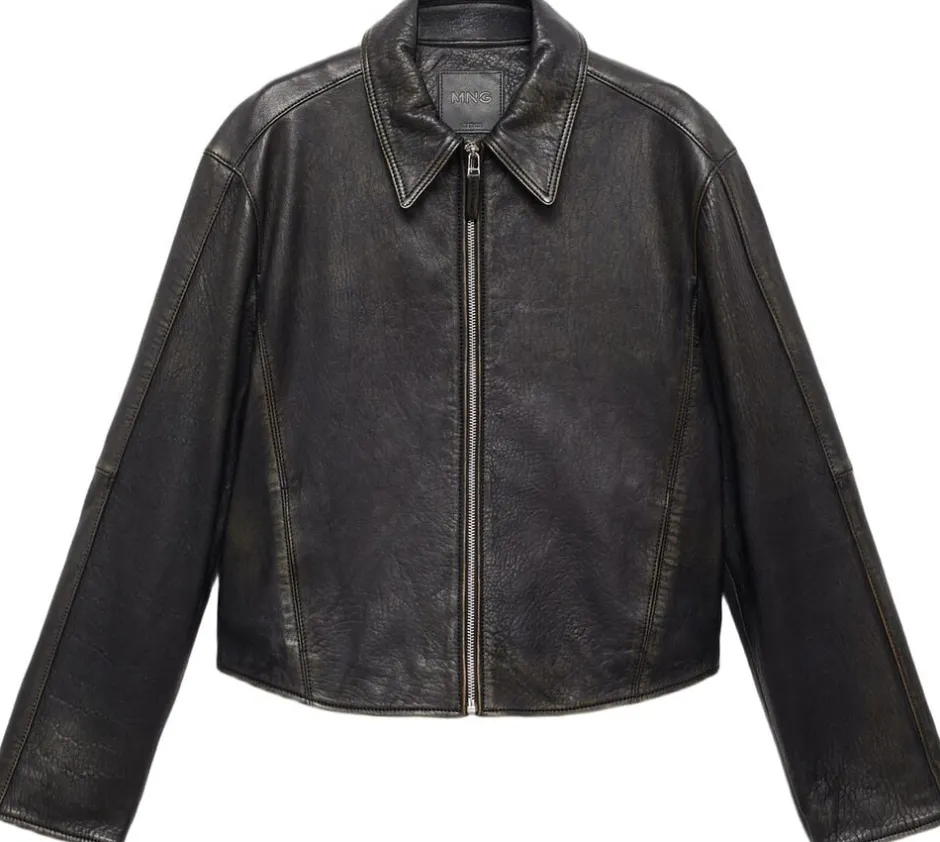 Online Lapels leather jacket Dame Fest