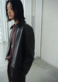 Online Lapels leather jacket Dame Fest