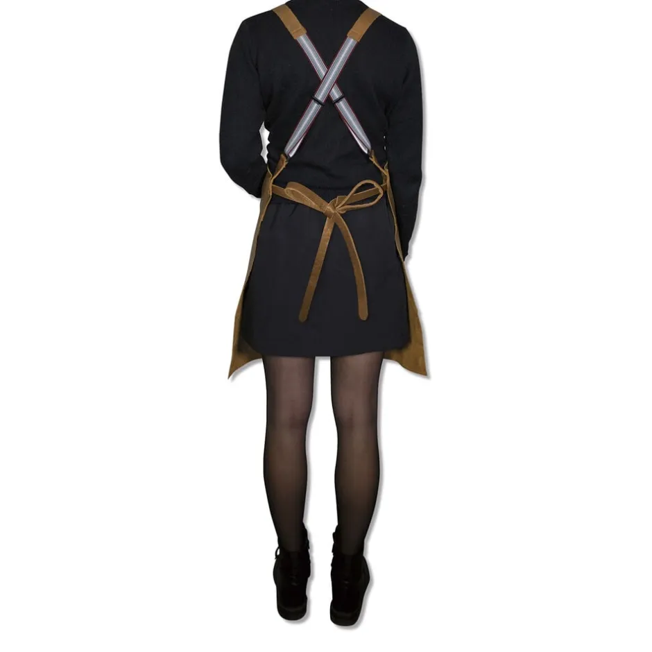 DutchDeluxes Tekstiler Til Køkkenet>Læderforklæde Suspender Serie Apron Vintage Camel