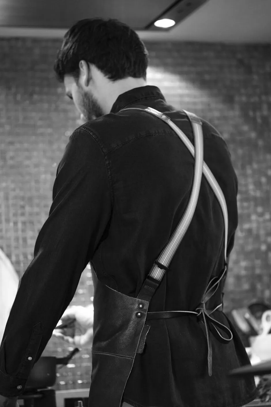 DutchDeluxes Tekstiler Til Køkkenet>Læderforklæde Suspender Serie Apron Vintage Camel