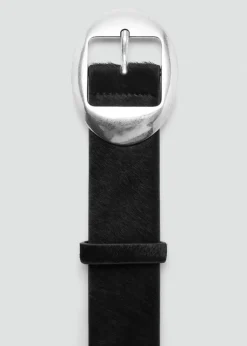 Leather fur belt-MANGO Online