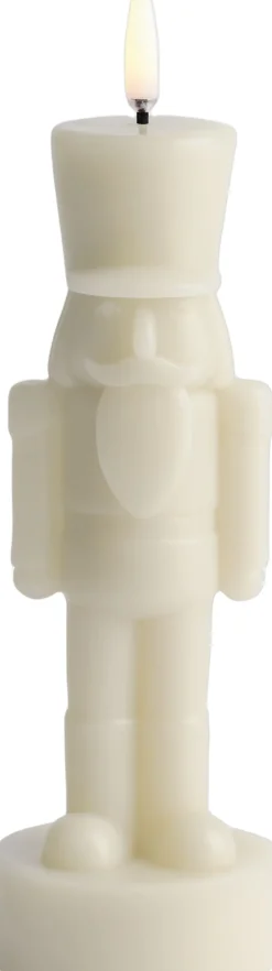 Uyuni Lys & Lysestager|Elektriske Julelys>LED candle, Nutcracker, Oyster grey, Smooth, 7x21 cm