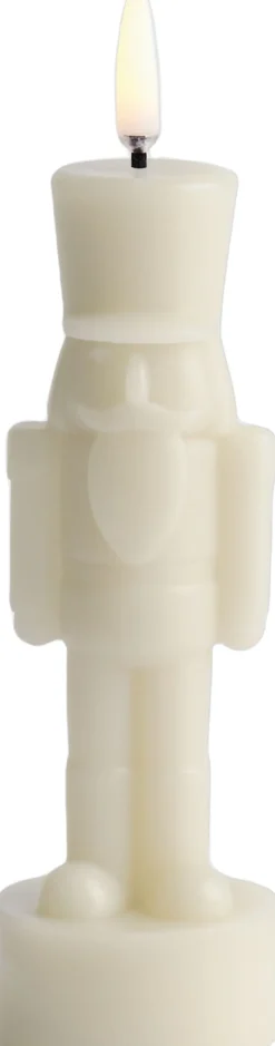 LED candle, Nutcracker, Oyster grey, Smooth, 6x16,5 cm Elektriske Julelys