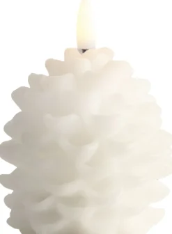 LED candle Pine cone, Nordic White, Smooth, 7x7 cm-Uyuni Sale