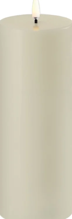 LED pillar candle, Oyster Grey, Smooth, 7,8x20 cm-Uyuni New