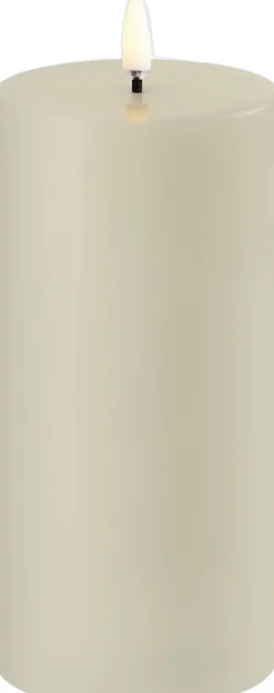 LED pillar candle, Oyster Grey, Smooth, 7,8x15 cm-Uyuni