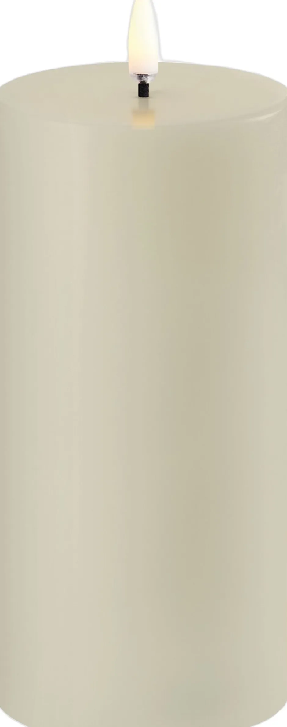LED pillar candle, Oyster Grey, Smooth, 7,8x15 cm-Uyuni