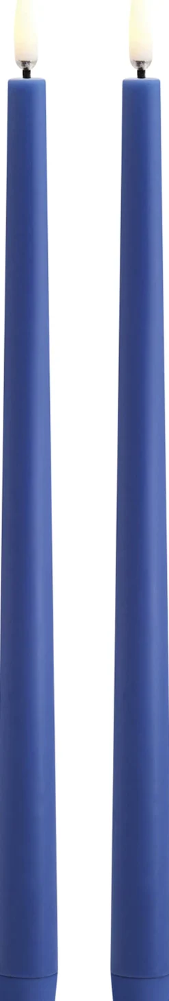 Uyuni Lys & Lysestager>LED pillar candle, Royal blue, Smooth, 2,3x32 cm / 2-pack
