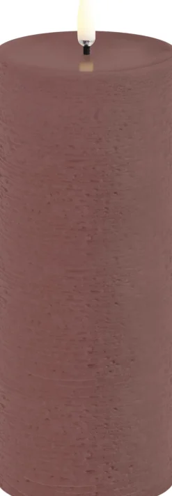 LED pillar candle, Terracotta, Rustic, 7,8x20,3 cm-Uyuni Online