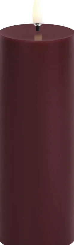 Uyuni Lys & Lysestager>LED pillar candle, Wine red, Smooth, 5,8x15,2 cm