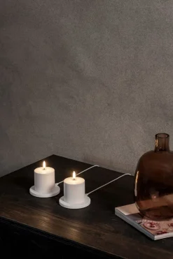 LED rechargeable pillar, White plain, 6,8x6,8 cm-Uyuni Best