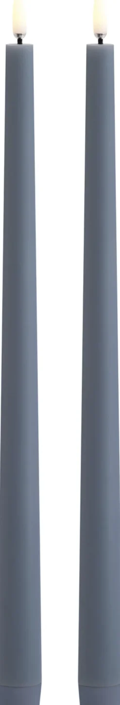 LED taper candle, Hazy blue, Smooth, 2,3x32 cm / 2-pack-Uyuni Online