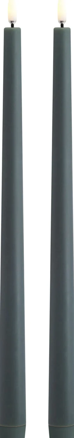 LED taper candle, Pine green, Smooth, 2,3x32 cm / 2-pack-Uyuni Hot