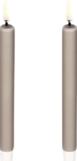 Uyuni Elektriske Julelys>LED taper candle, Sandstone, Smooth, 1,3x13,8 cm / 2-pack