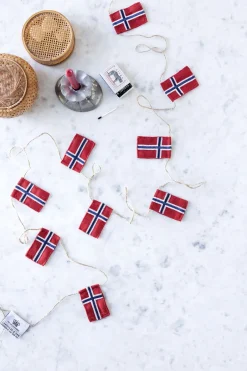 Langkilde & Søn Figurer & Skulpturer>Lille flagranke med 10 Norske flag