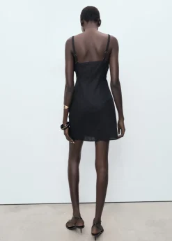 Linen cotton blend draped dress-MANGO Best